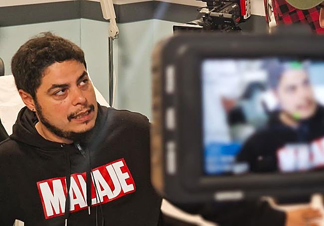 David Sainz, en pleno rodaje.